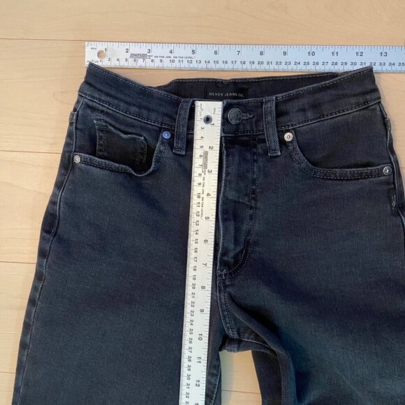 Silver Jeans Co. Womens Black High-Rise Stretchy recycled Denim Dad jans Size 24 - Picture 8 of 10